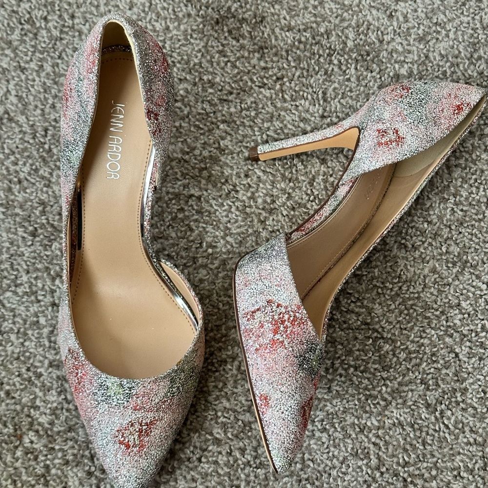 Jenn Ardor Women's Glitter Floral Heels